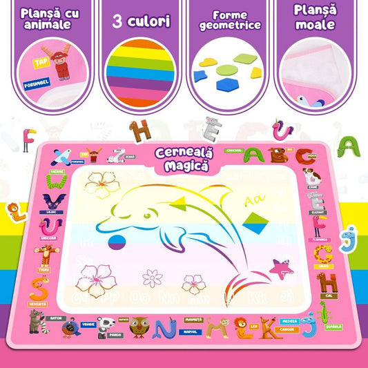 Covoraș Magic™ – Set pentru Desen Fără Murdărie cu Apă + 3 Markere Cadou