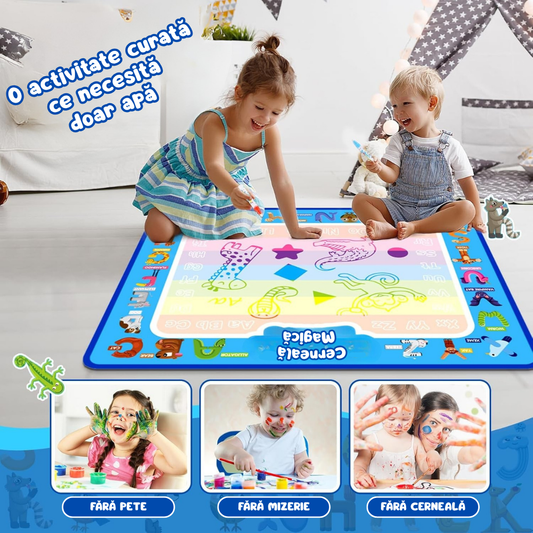 Covoraș Magic™ – Set pentru Desen Fără Murdărie cu Apă + 3 Markere Cadou