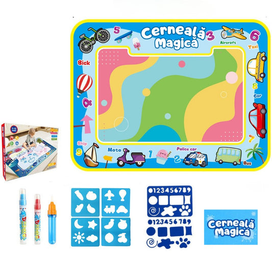 Covoraș Magic™ – Set pentru Desen Fără Murdărie cu Apă + 3 Markere Cadou