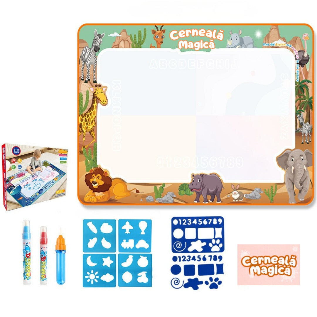 Covoraș Magic™ – Set pentru Desen Fără Murdărie cu Apă + 3 Markere Cadou