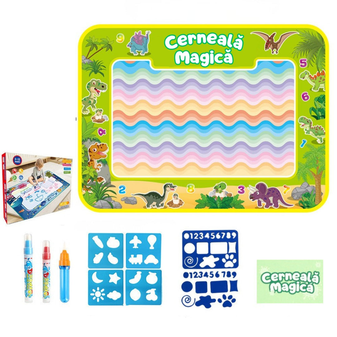 Covoraș Magic™ – Set pentru Desen Fără Murdărie cu Apă + 3 Markere Cadou
