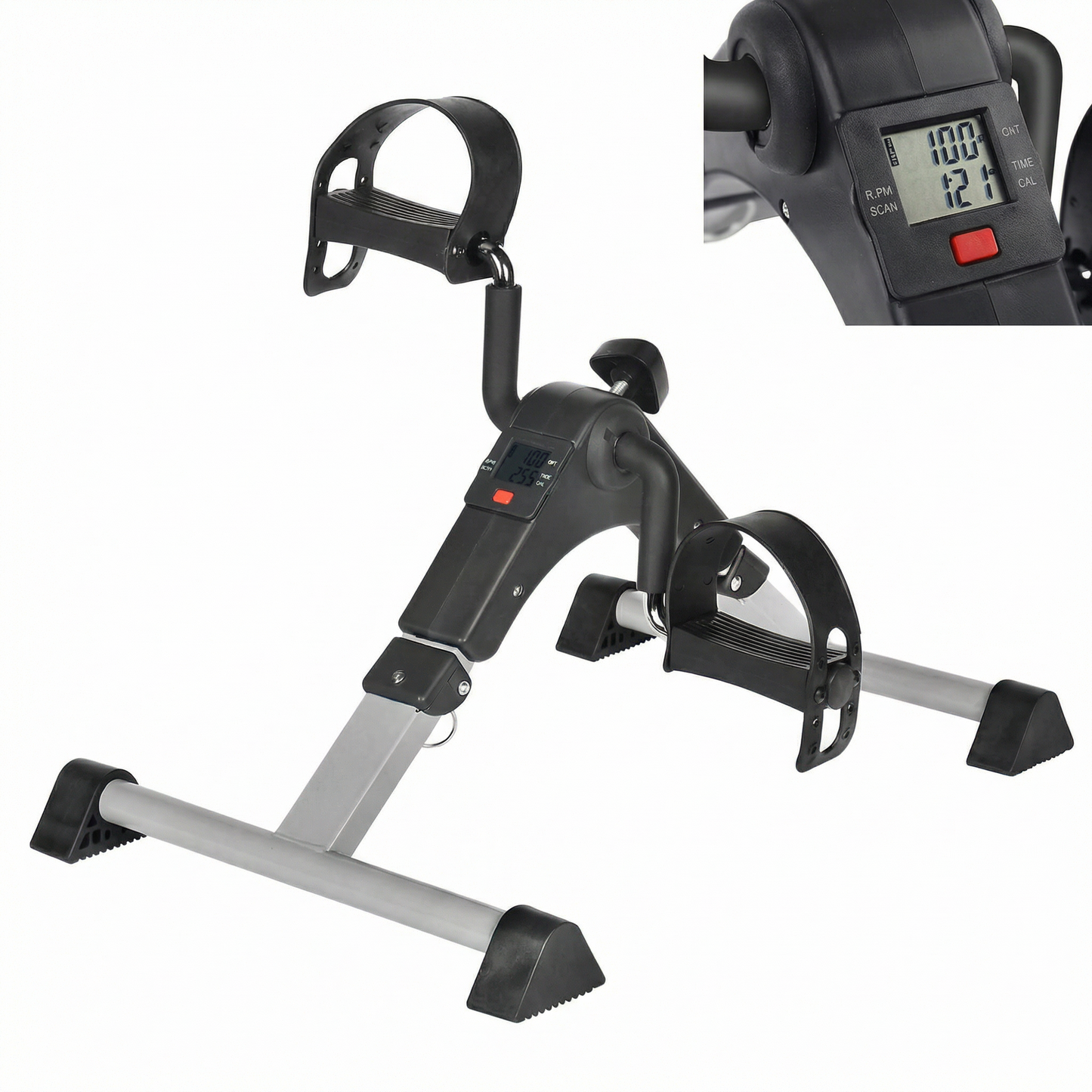 Pedalier Fitness Compact pentru Brațe și Picioare cu Rezistență Reglabilă și Display LCD