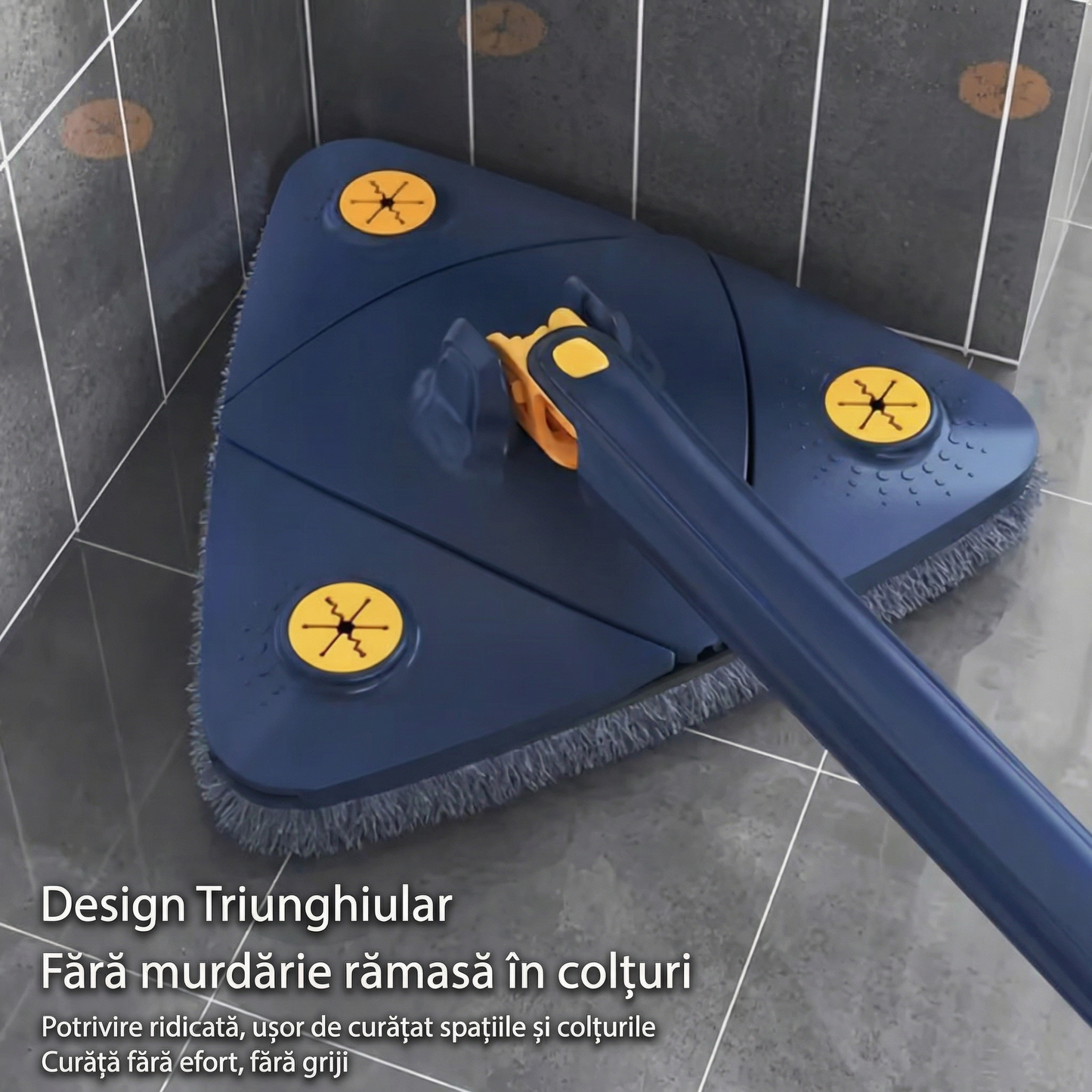 Mop de Curățare Triunghiular cu Rotire 360°