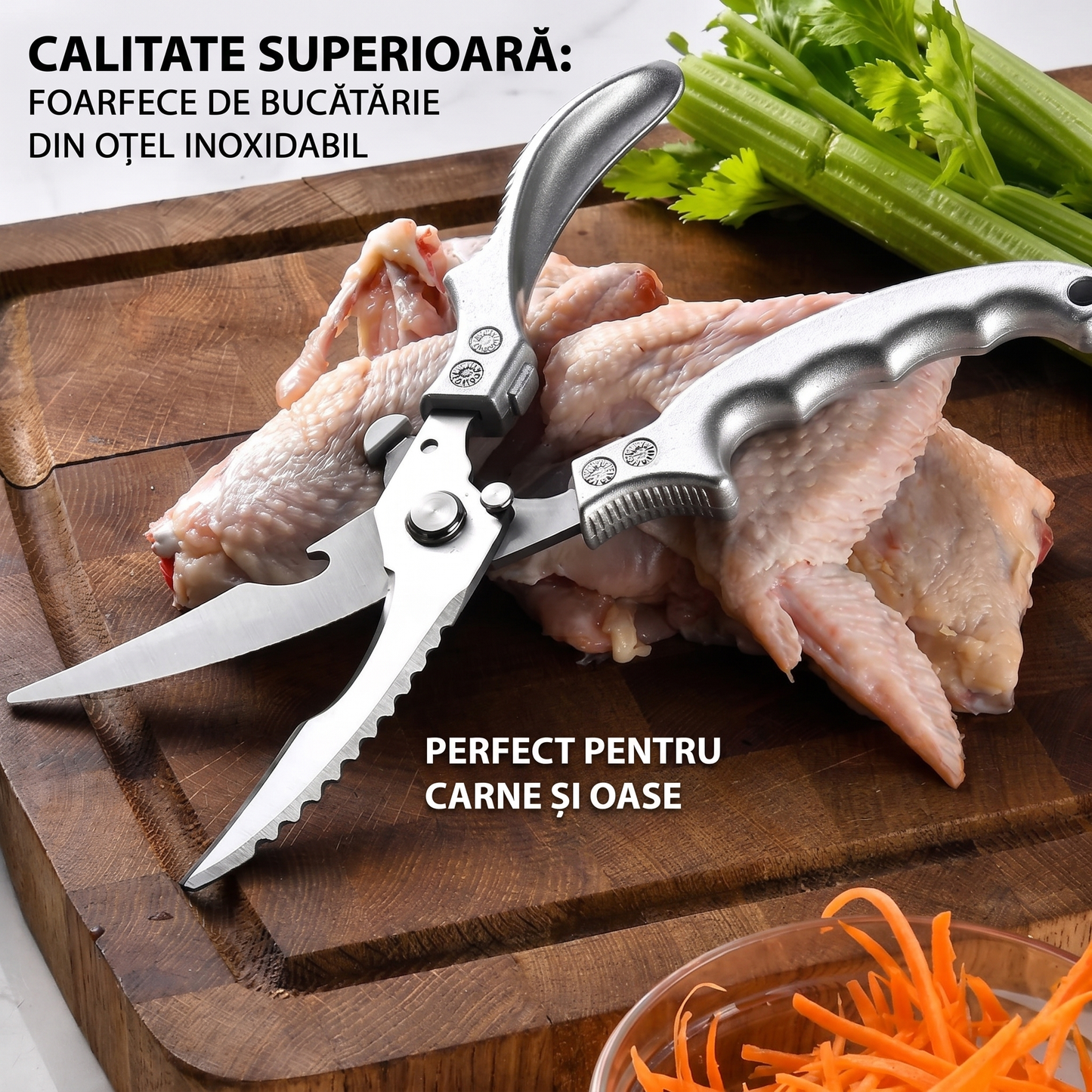 Foarfece de Bucătărie din Oțel Inoxidabil pentru Tăiat Carne și Oase