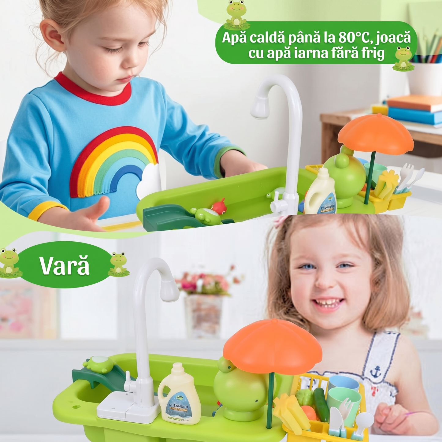 Chiuvetă de Bucătărie pentru Copii cu Apă Curentă