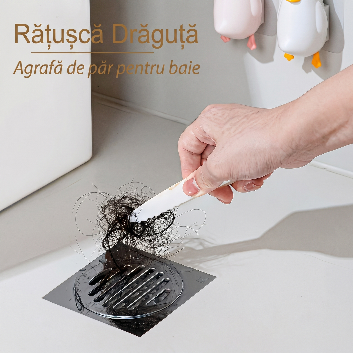 Clema Drăguță de Curățare a Părului în Formă de Rață