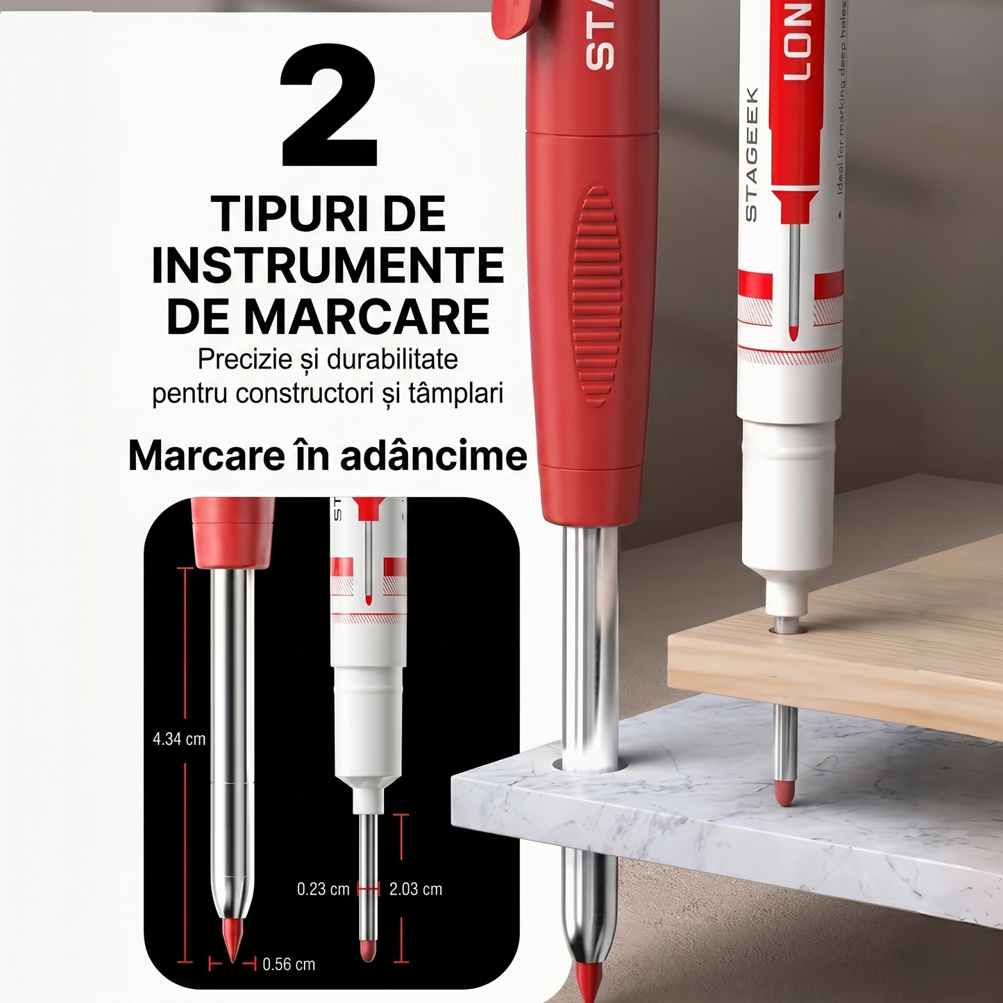 Set de Creioane cu 24 Rezerve, Rezistente pentru Construcții și Tâmplărie