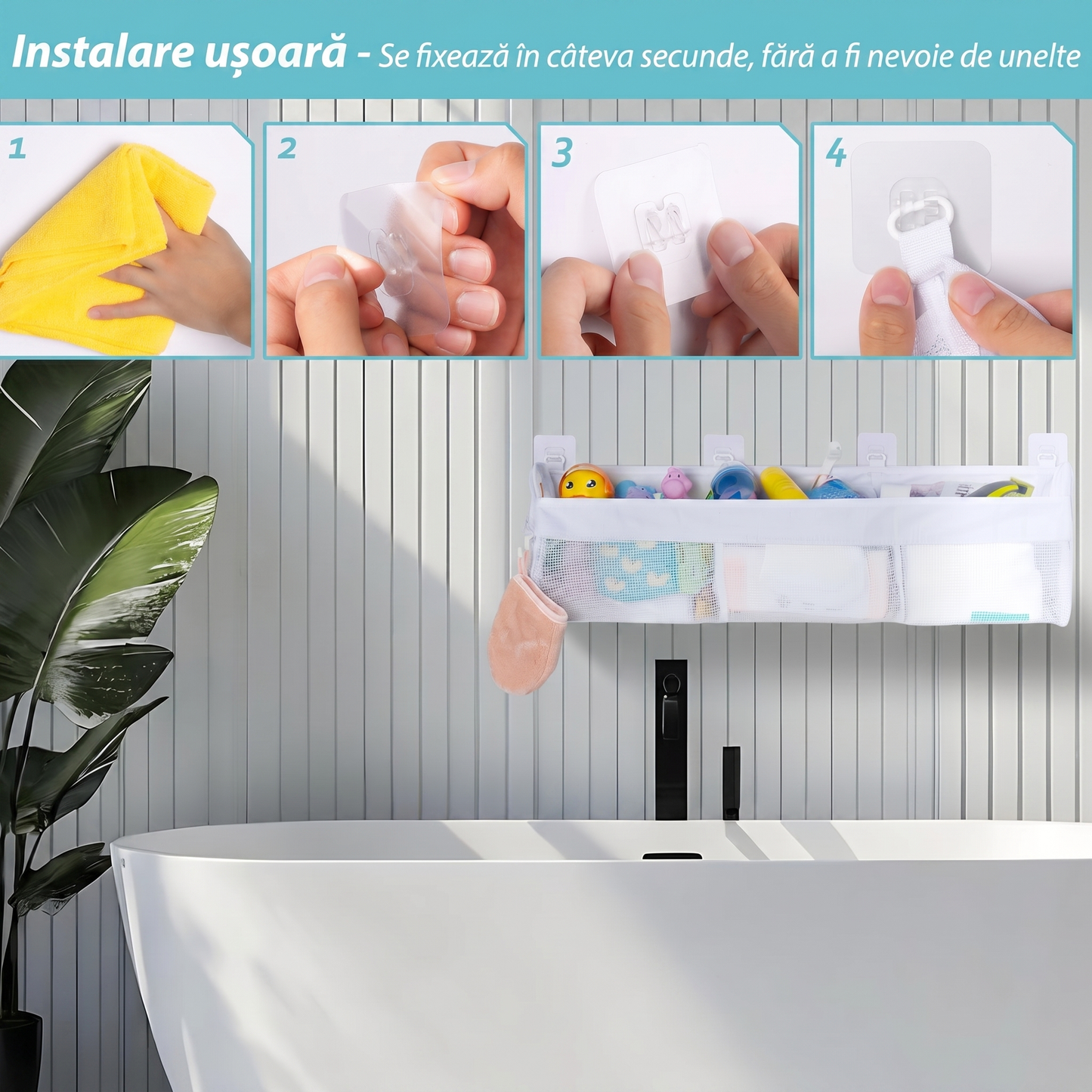 Suport Organizator Tip Plasă pentru Baie
