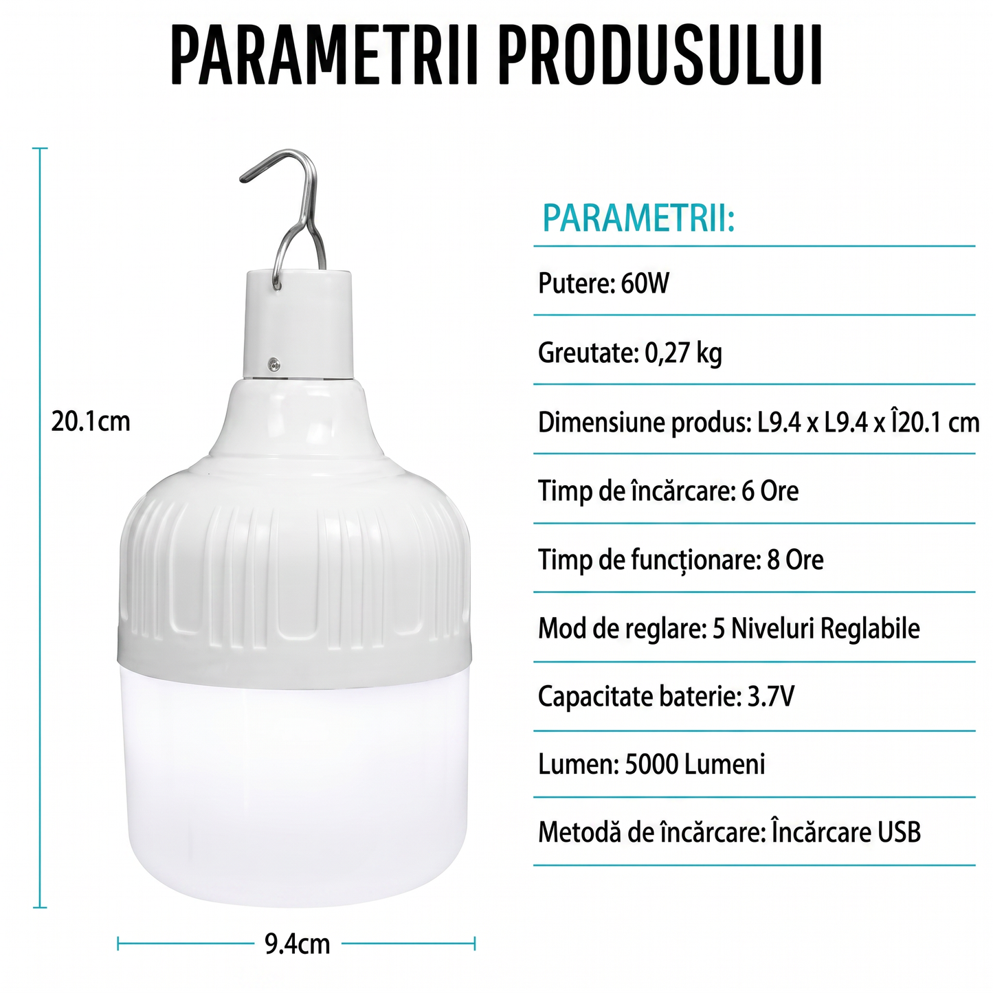 Lanternă de Camping Tip Bec