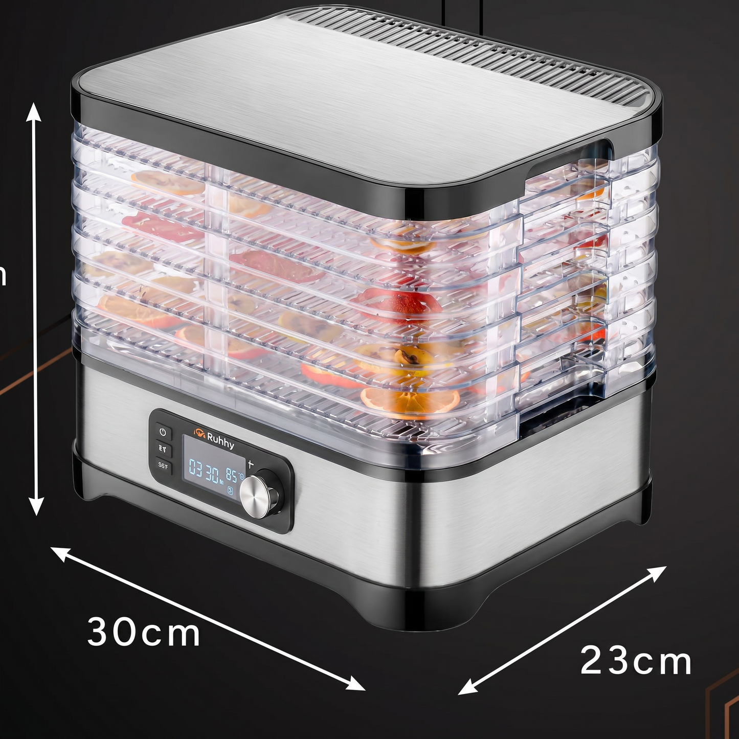 Deshidrator Electric Legume și Fructe cu 5 Tavi, Putere 400W, cu Programare, Afisaj LCD
