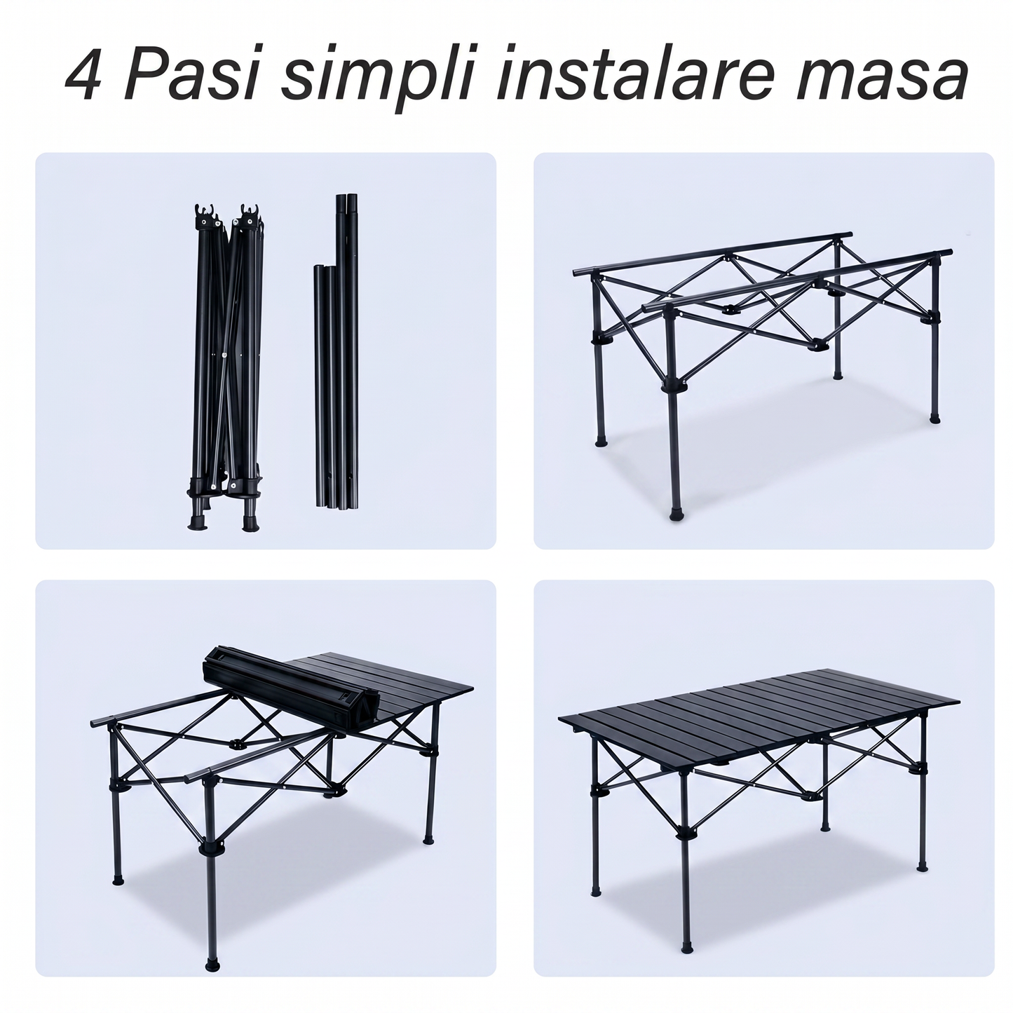 Set de Camping cu Masă Pliabilă și 4 Scaune
