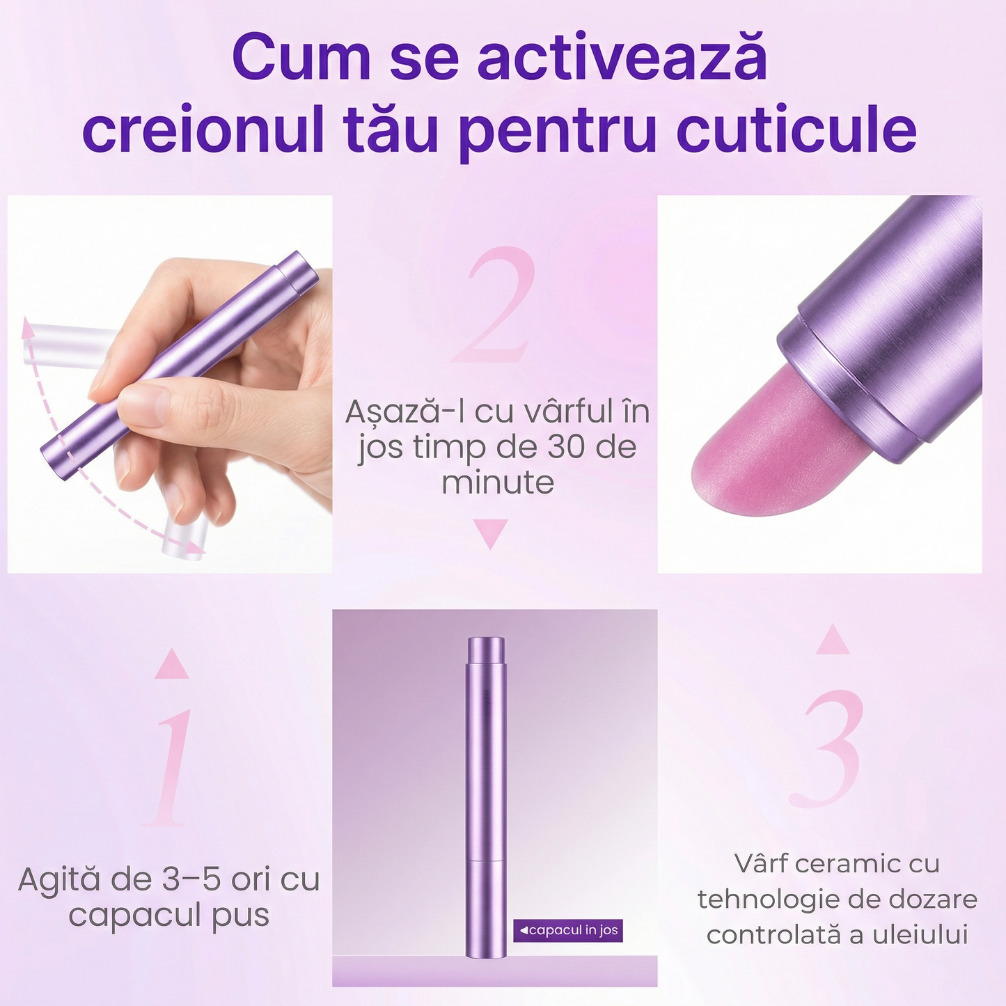 Stilou 3 în 1 pentru Cuticule Catifelate