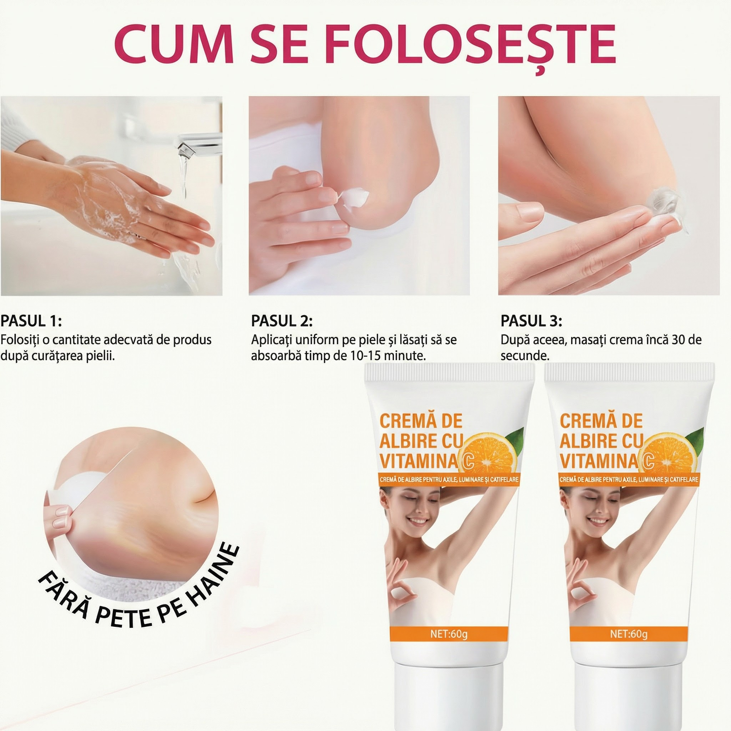 Cremă Radiantă cu Vitamina C pentru Albirea Axilelor