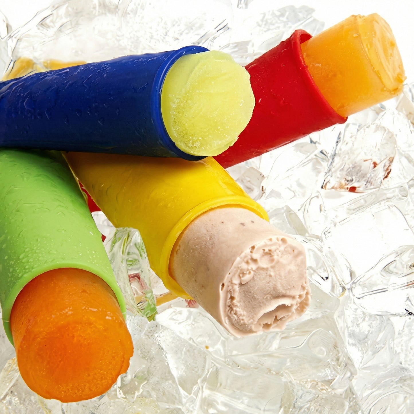 Set 6 Forme Colorate de Silicon pentru Înghețată cu Capace