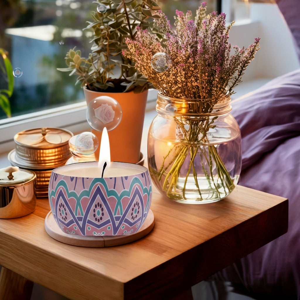 Set de 4 Lumânări Parfumate - Aromă de Violetă, Portocală, Vanilie și Gardenie