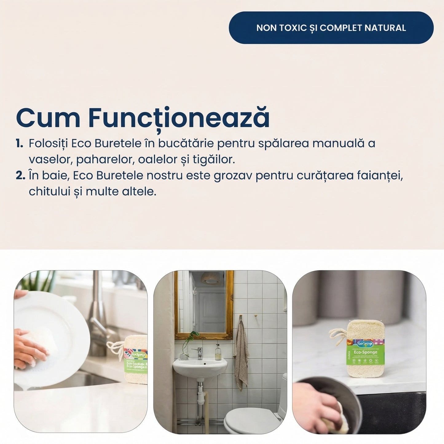 Set de Bureți Organici 100% Natural pentru Orice Suprafață