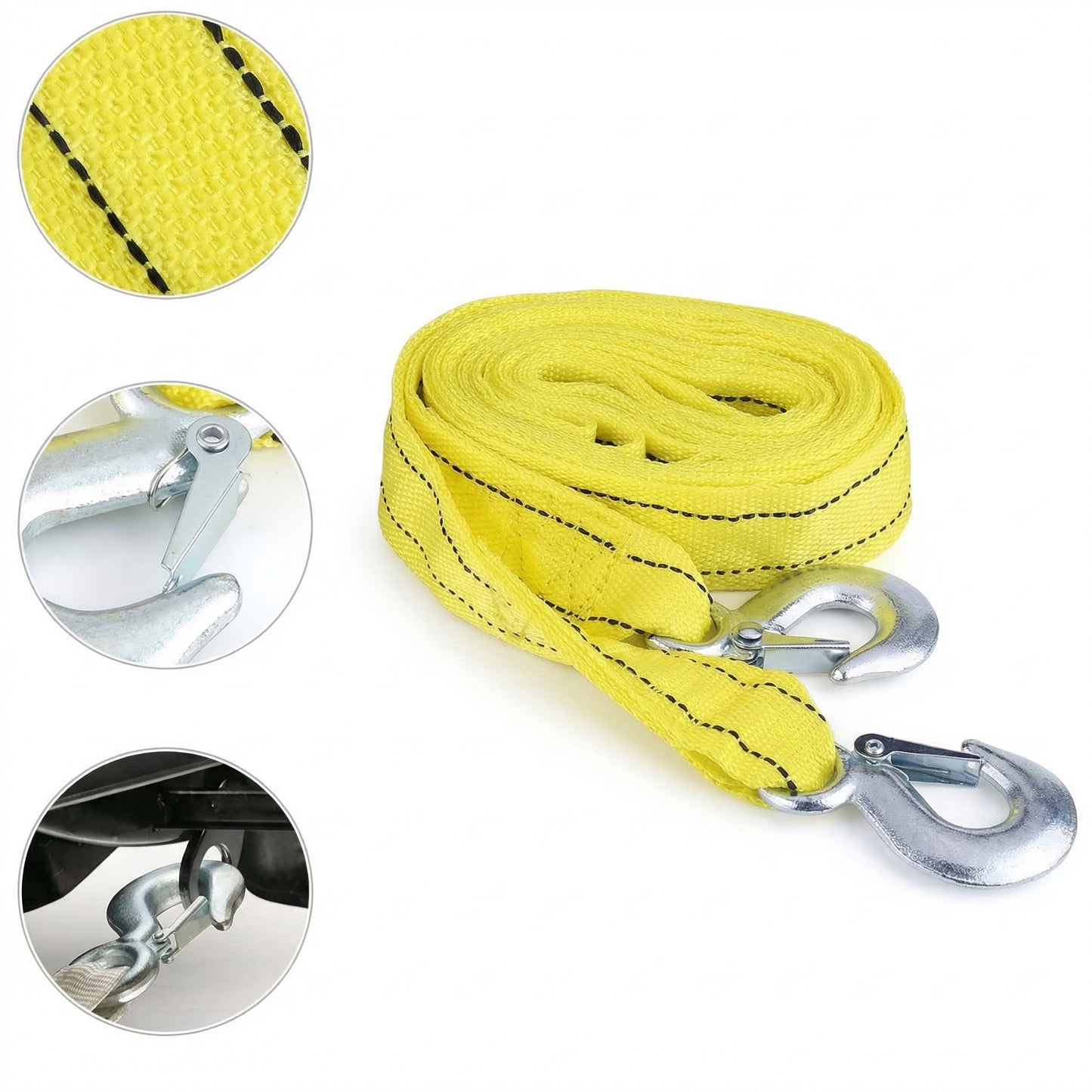 Curea de Remorcare Auto 5T, 4M, Rezistenta, cu Carlige Metalice
