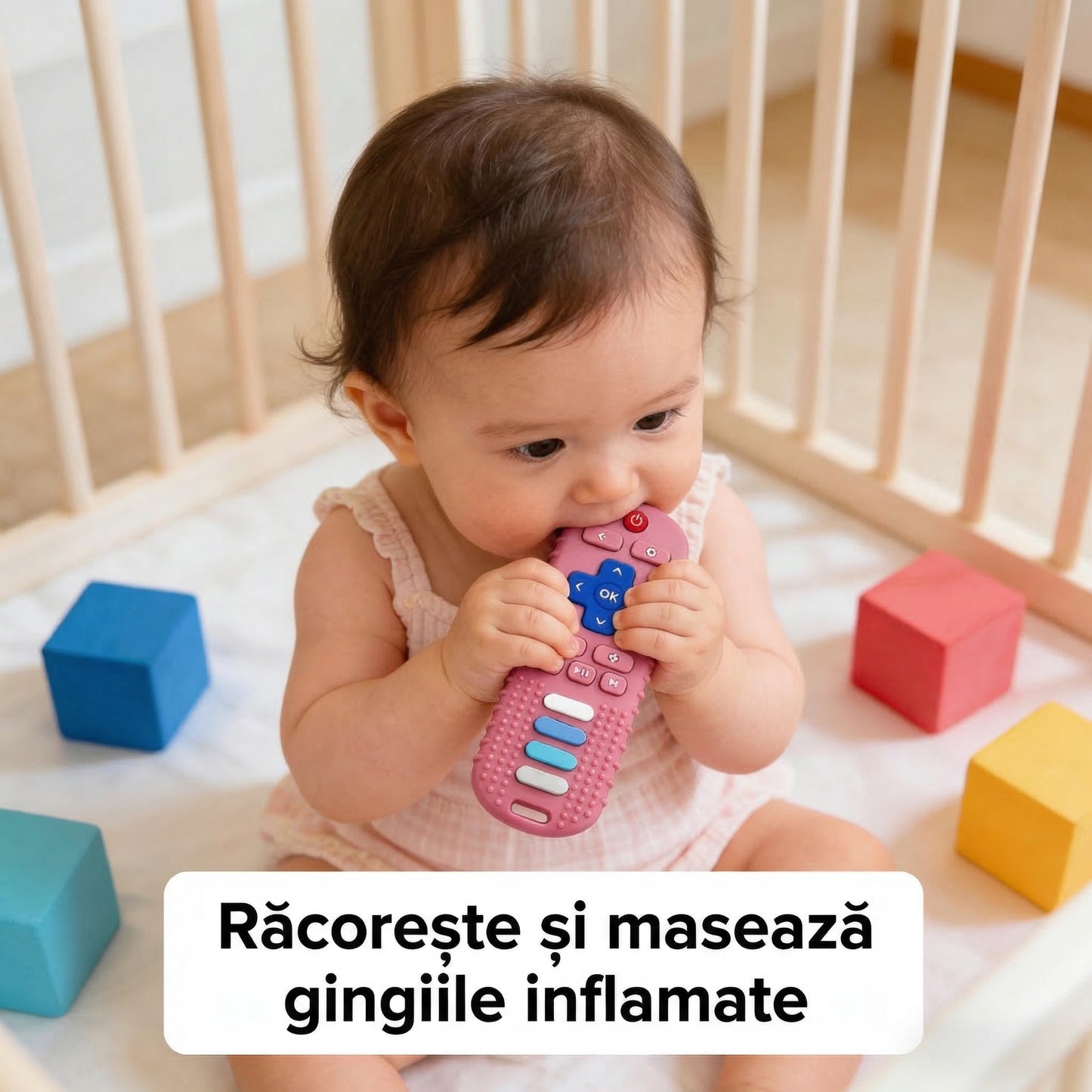Jucărie de Dentitie pentru Bebeluși în Formă de Telecomandă Fără BPA