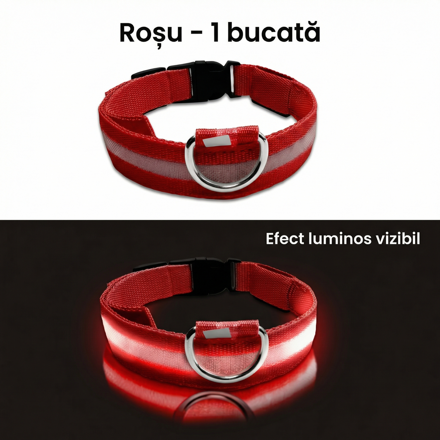 Zgardă pentru Câini cu LED, Roșie