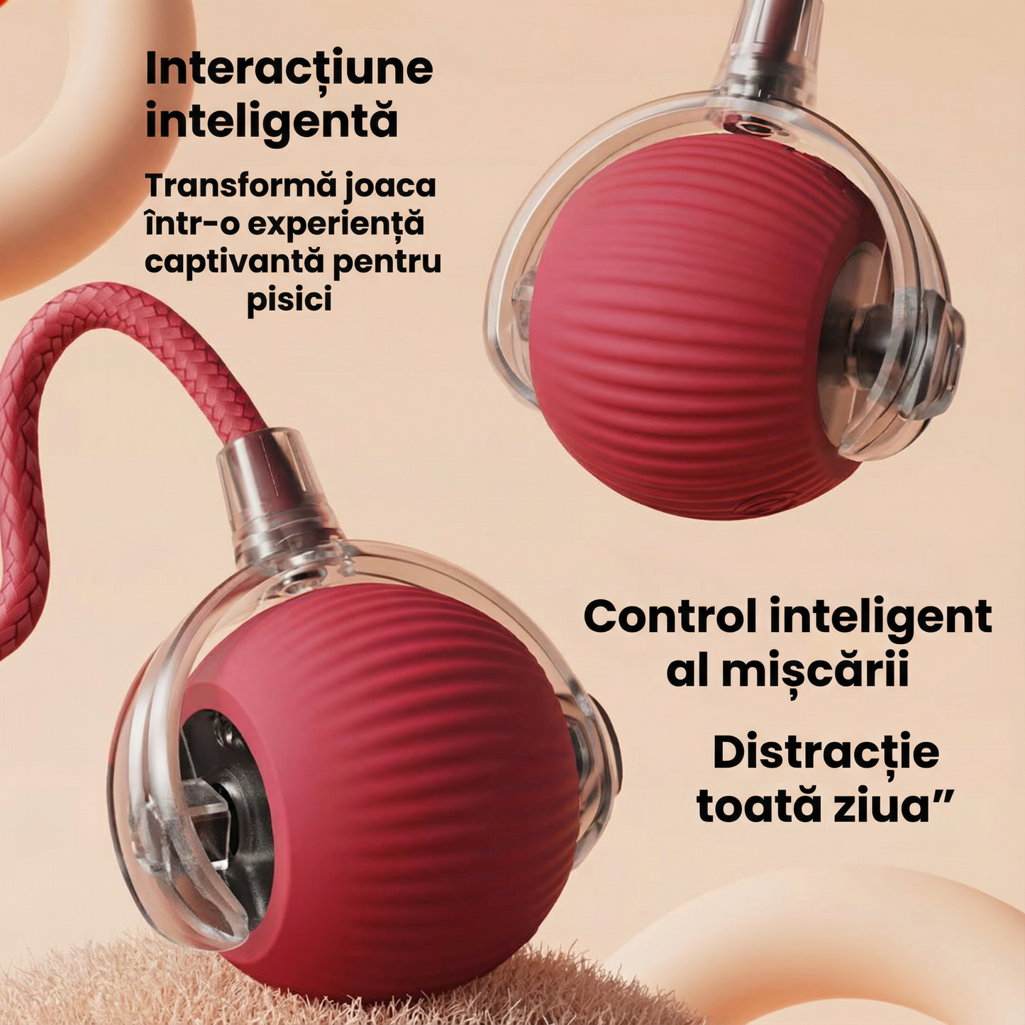 Minge Interactivă pentru Pisici cu LED