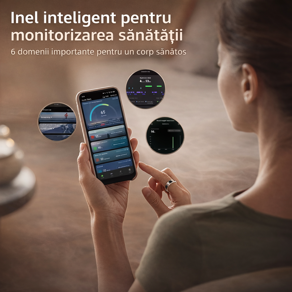Inel Inteligent Compatibil cu Orice Smartphone, Funcție de Urmărire Parametrii Medicali