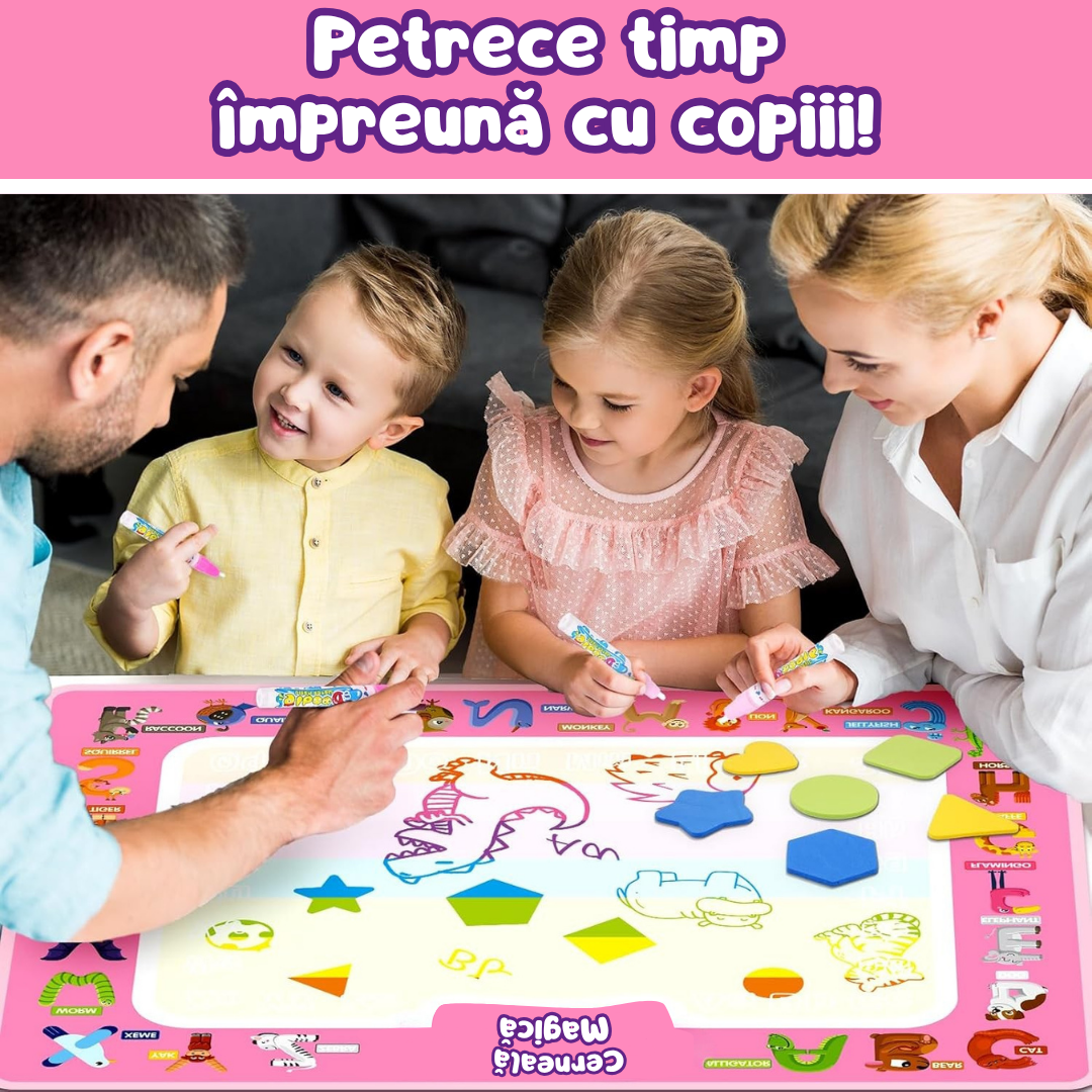 Covoraș Magic™ – Set pentru Desen Fără Murdărie cu Apă + 7 Markere Cadou