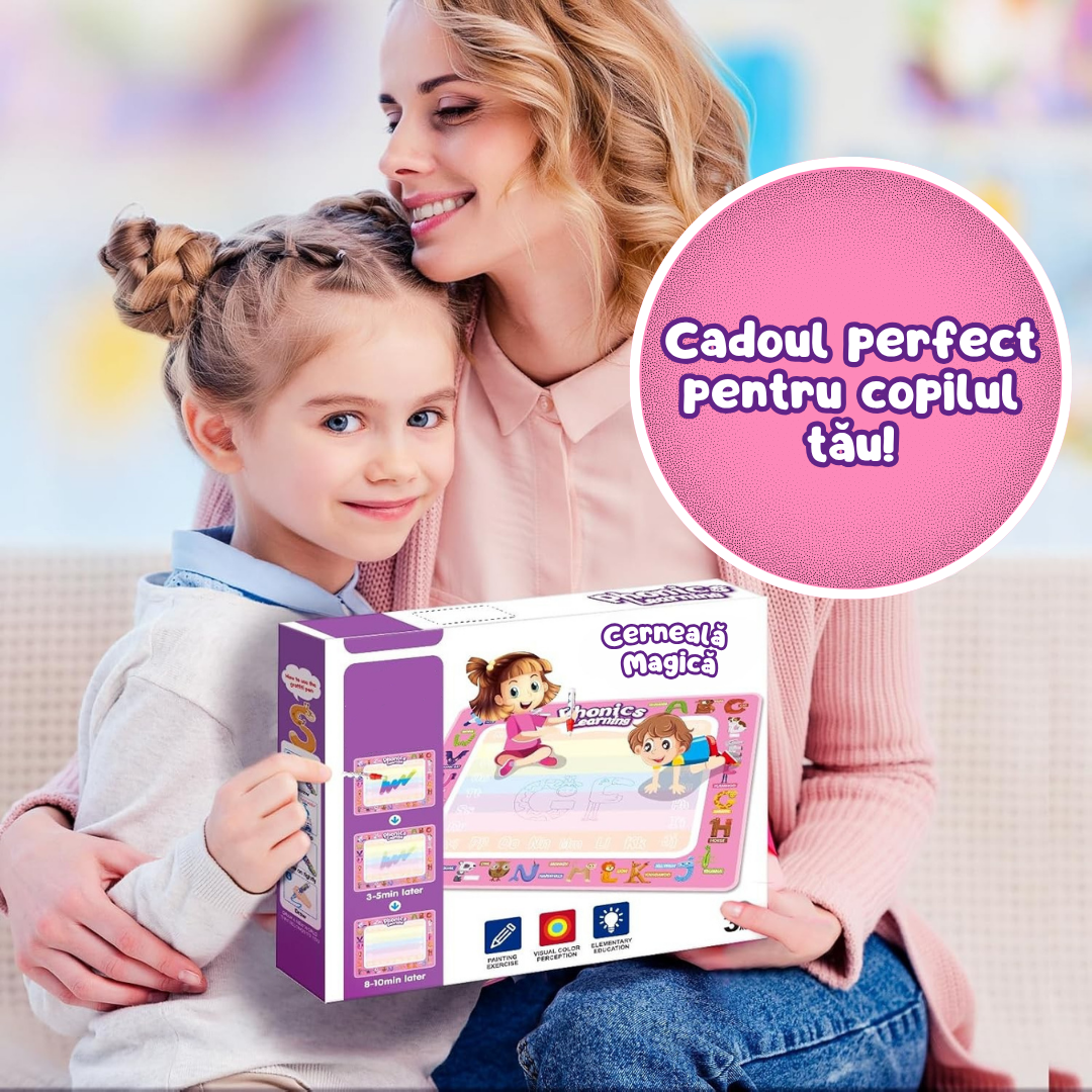 Covoraș Magic™ – Set pentru Desen Fără Murdărie cu Apă + 7 Markere Cadou