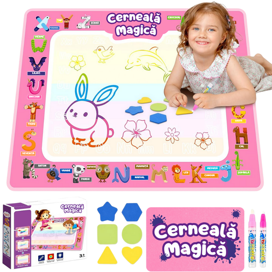 Covoraș Magic™ – Set pentru Desen Fără Murdărie cu Apă + 7 Markere Cadou