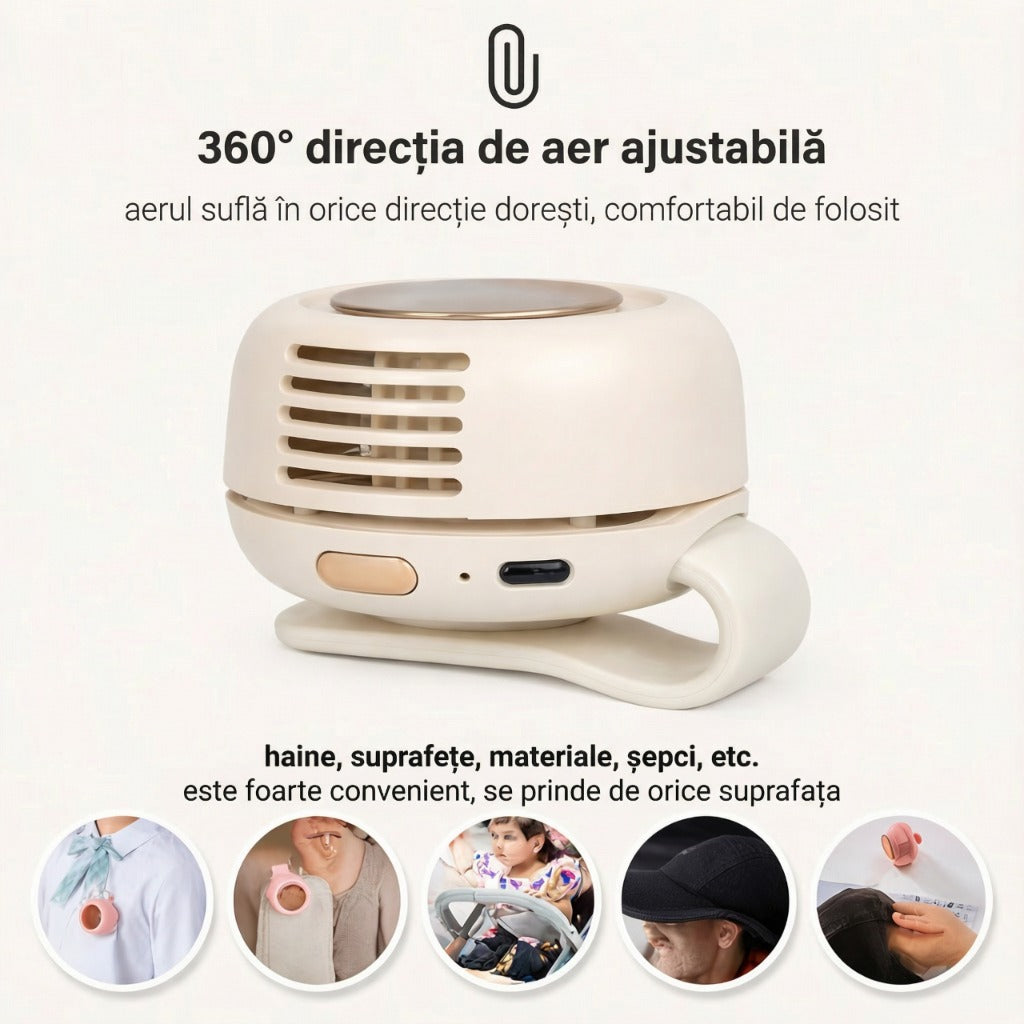 Ventilator Portabil Reîncărcabil cu Clip
