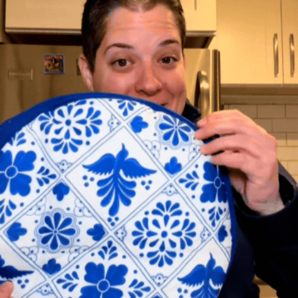 Set 2 Huse Termice pentru Tortilla, 30 cm – Model Mexican Albastru, pentru Încălzire la Microunde