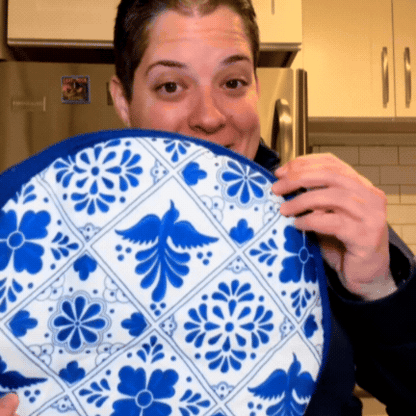 Set 2 Huse Termice pentru Tortilla, 30 cm – Model Mexican Albastru, pentru Încălzire la Microunde