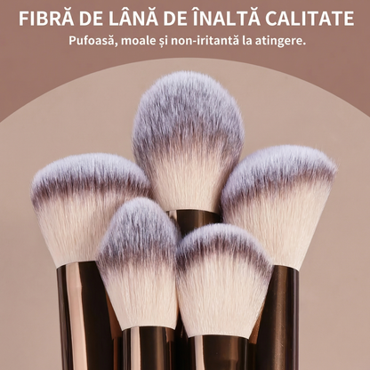 Set de 13 Pensule de Machiaj din Tub de Aluminiu + Geantă de Depozitare