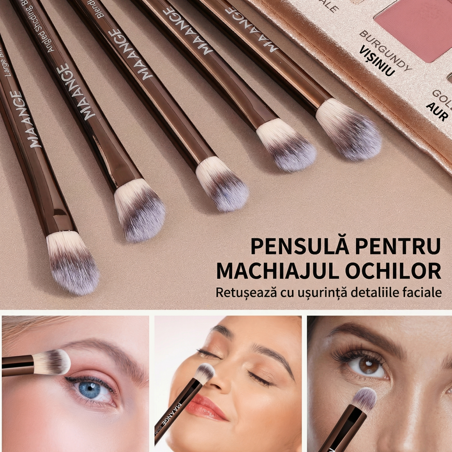 Set de 13 Pensule de Machiaj din Tub de Aluminiu + Geantă de Depozitare