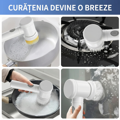 Set Perie Electrică Multifuncțională, 4 Capete de Curățare