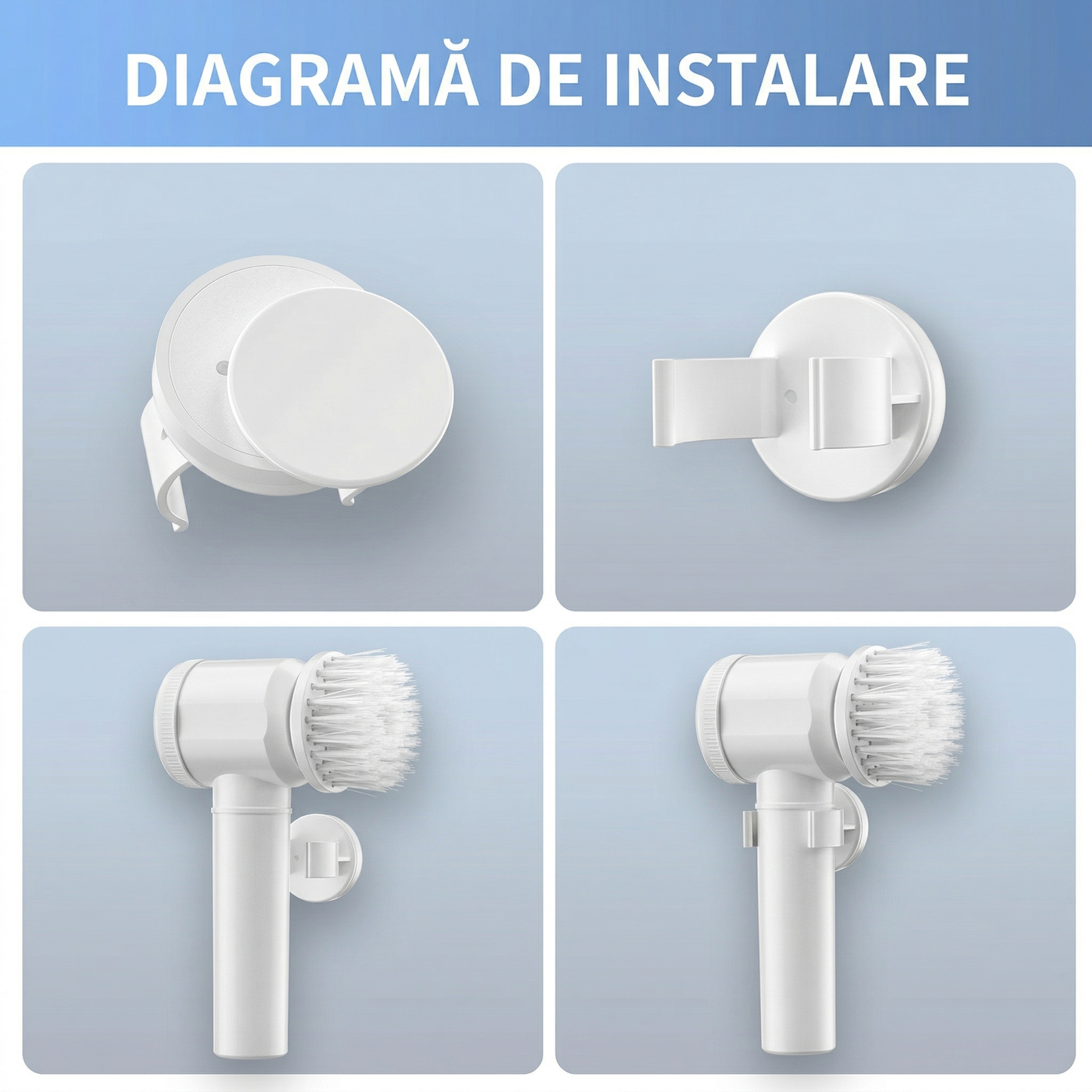 Set Perie Electrică Multifuncțională, 4 Capete de Curățare