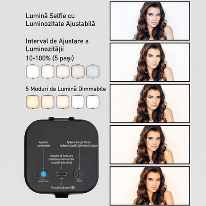 Lampă LED Profesională cu Clemă, 72 LED, 5 Moduri de Lumină, Ideală pentru Selfie & Video