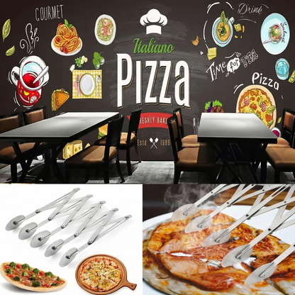 Tăietor de Pizza cu 5 Roți din Oțel Inoxidabil