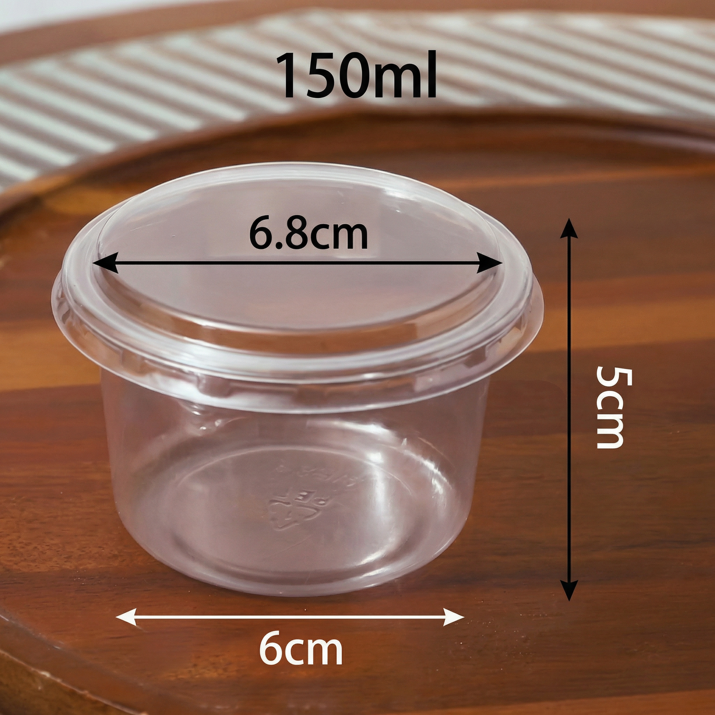 Set de 50 de Căni Transparente din Plastic de 150 ml cu Capace