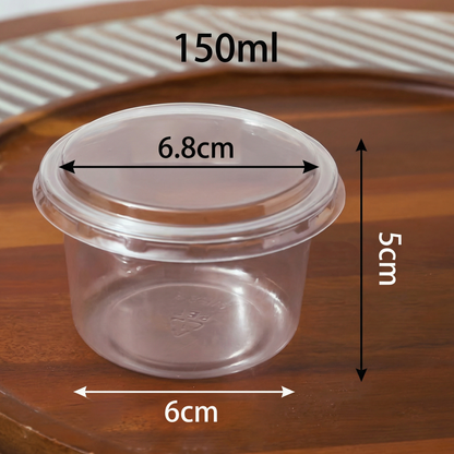 Set de 50 de Căni Transparente din Plastic de 150 ml cu Capace