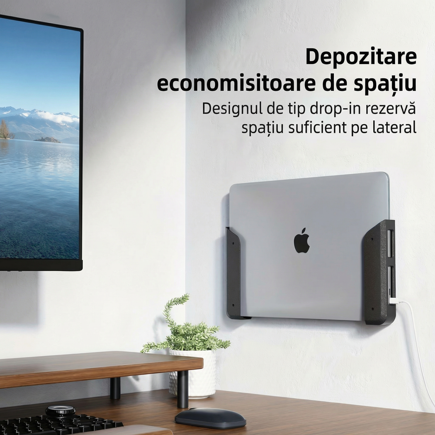 Sistem Universal de Fixare pentru Laptop pe Perete sau Sub Birou