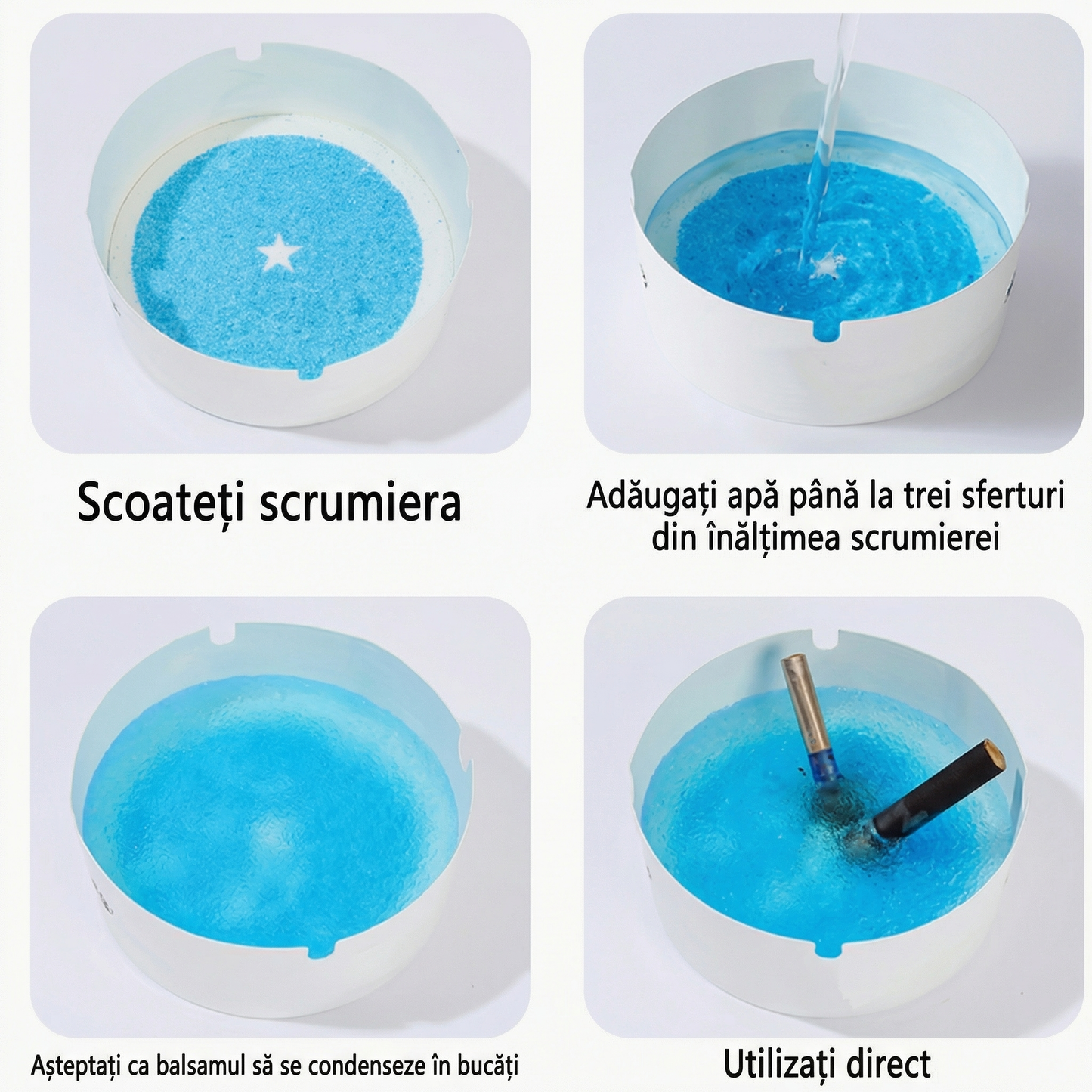 Set de 10 Scrumiere Moderne Anti-Miros cu Gel