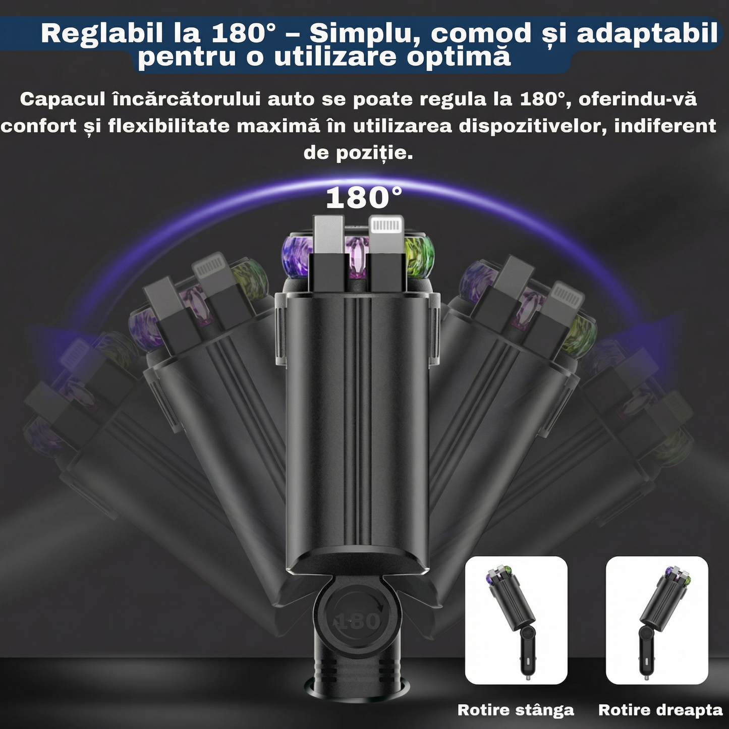 Încărcător Auto 3-în-1 „Cerul Înstelat” – Încărcare Rapidă, Aromaterapie, Ventilator