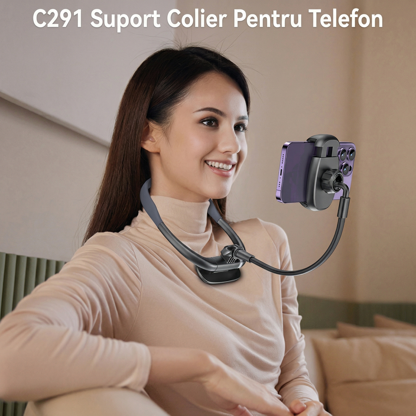 Suport Telefon Tip Colier din Silicon Lichid cu Conexiune Magnetică – Strat Moale Premium