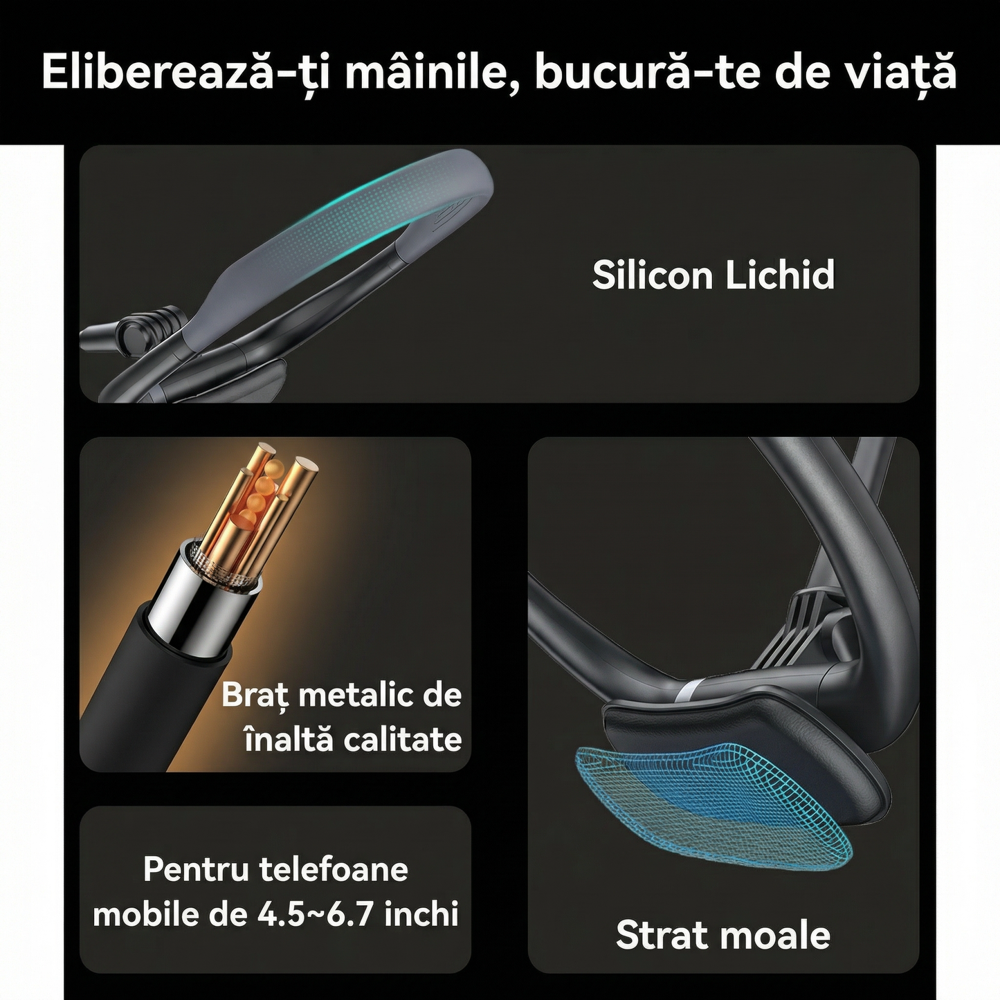 Suport Telefon Tip Colier din Silicon Lichid cu Conexiune Magnetică – Strat Moale Premium