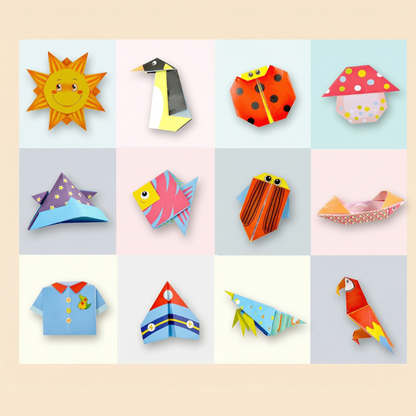 Set Creativ Origami pentru Copii cu 108 Foi Colorate
