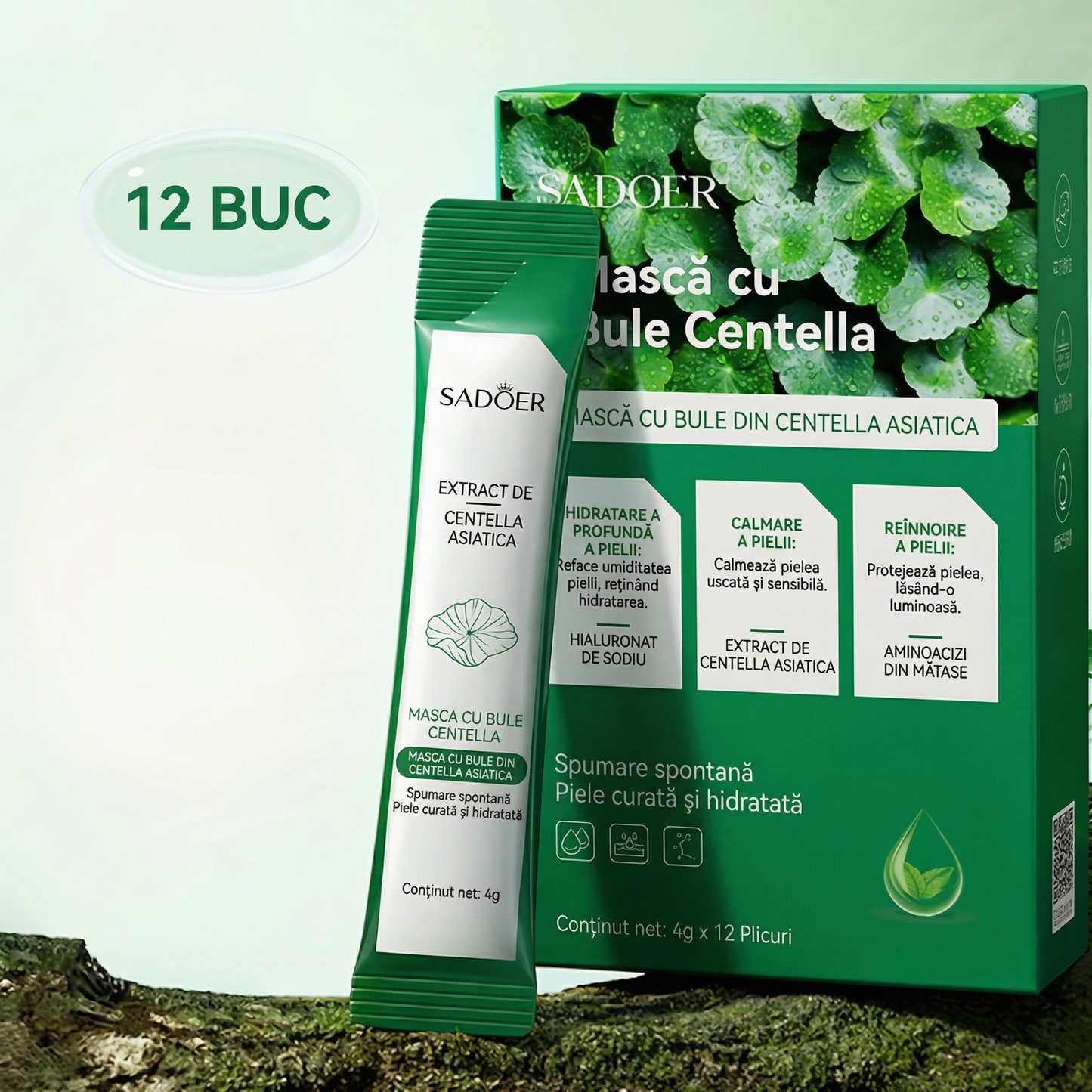 Set de 12 Măști cu Bule cu Extract de Acid Hialuronic