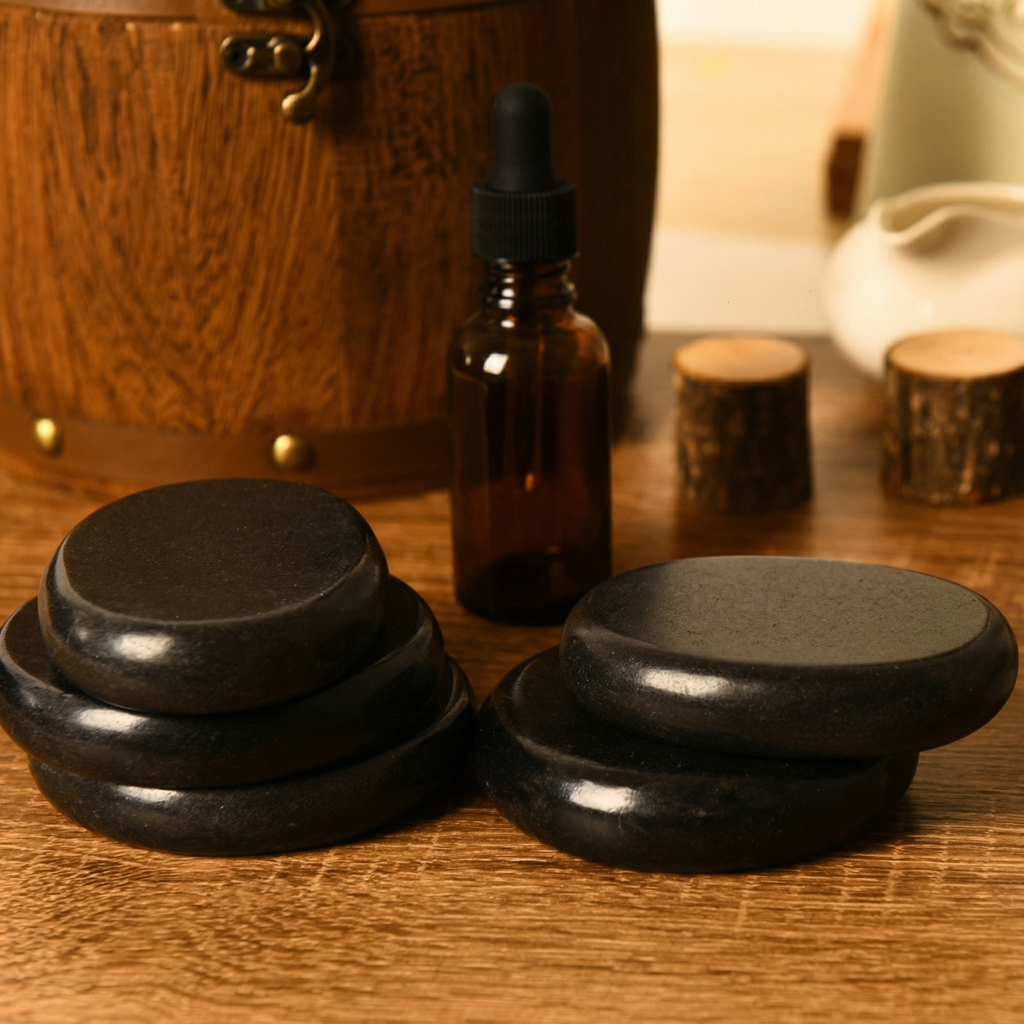 Pietre pentru Masaj din Bazalt – Set Profesional pentru Relaxare