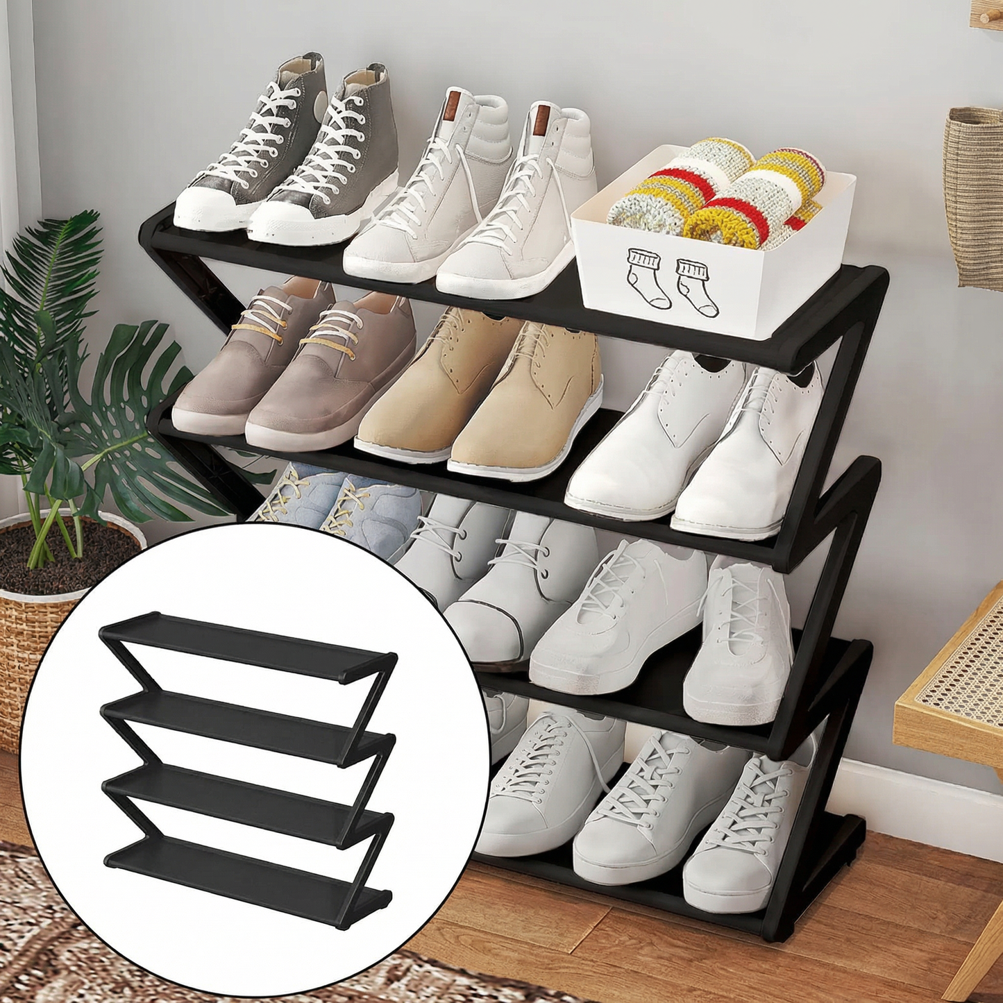 Organizator pentru Pantofi cu 4 Niveluri din Inox
