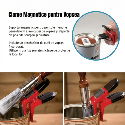 Clemă Magnetică pentru Pensule de Vopsea cu Deschizător de Doze