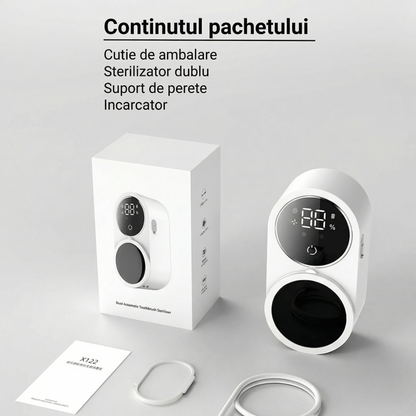 Sterilizator UV-C Inteligent pentru Periuțe de Dinți – Dezinfectare Automată 24/7, Uscare și Display HD